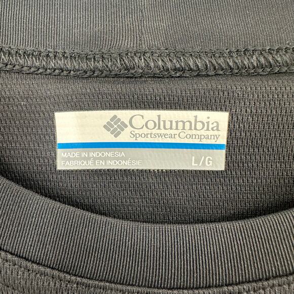 Columbia PFG Size Large Long Sleeve Crew Neck Shirt Navy Black Polyester Outdoor - Picture 6 of 7